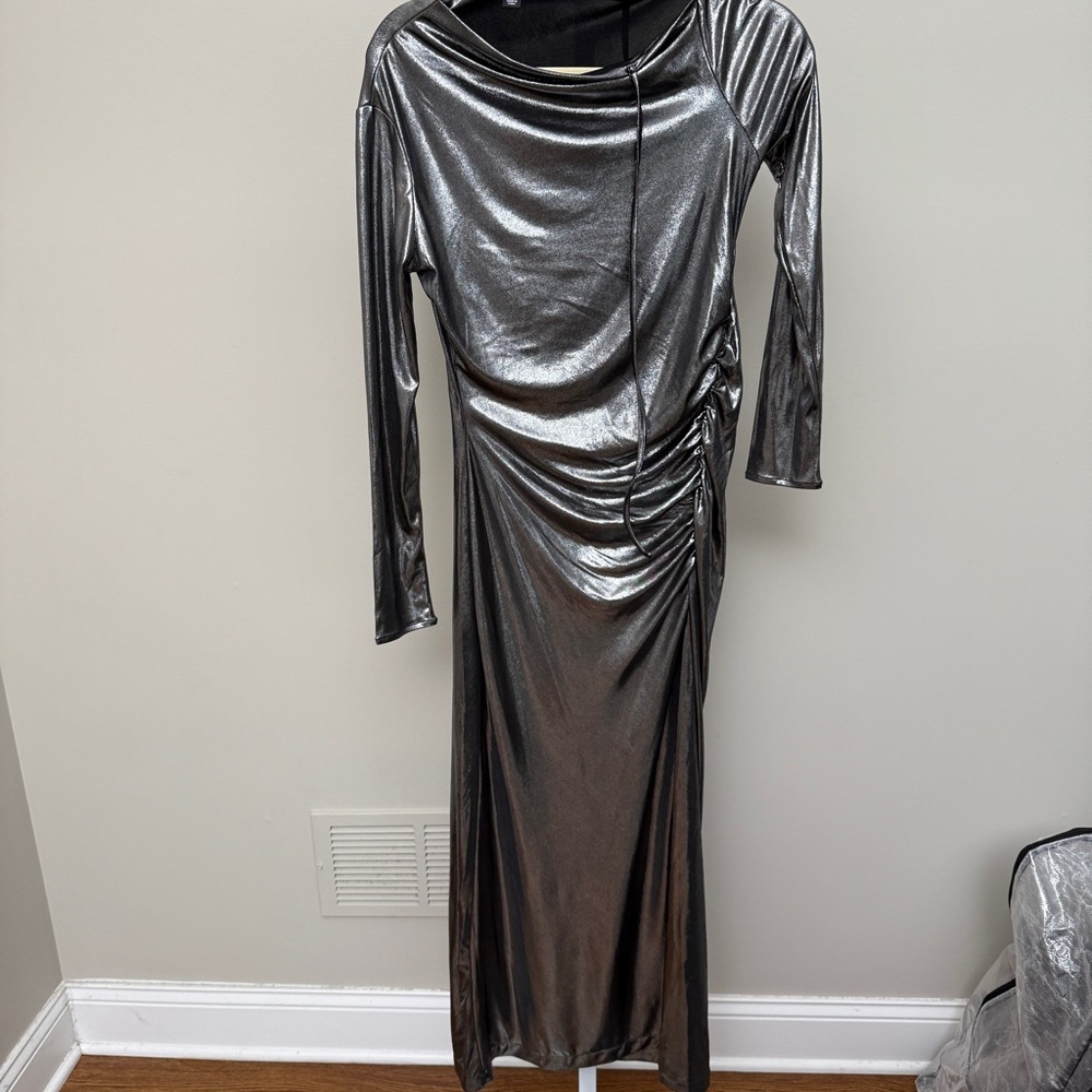 BIMBA Y LOLA 
LONG METALLIC SILVER DRESS SIZE XS - Picture 6 of 6